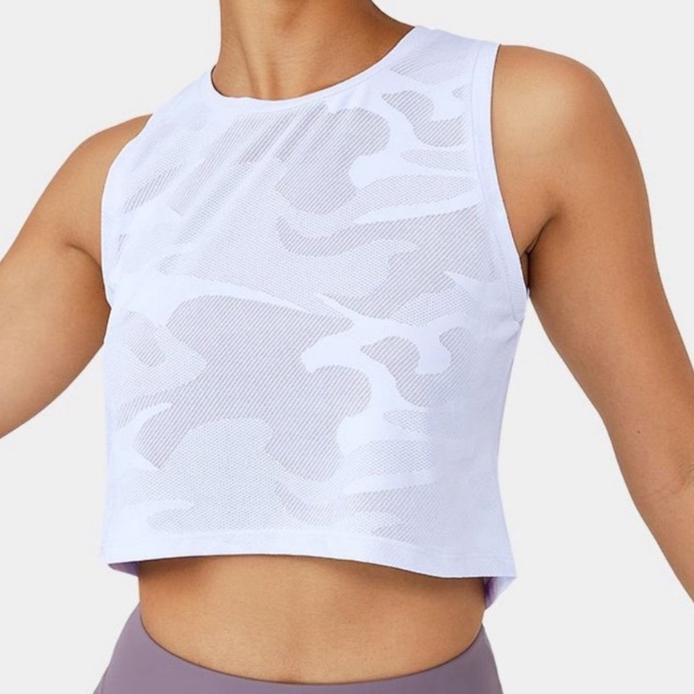 Halara Loose White Camo Cropped Tank Top Sleeveless Medium